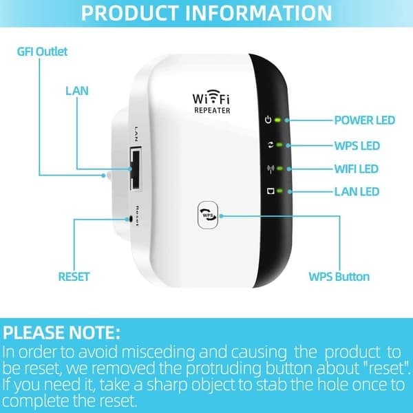 WiFi Range Extender Repeater, 300Mbps trådlös router signalsupp