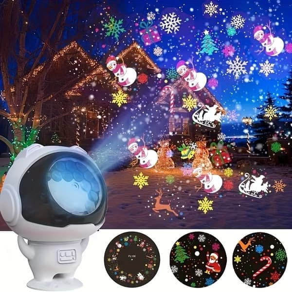 PC USB-driven LED-projektionslampa med 360° roterande projektor, USB-driven julgran, snögubbe, snöflingor, jultomte, glödande effekt