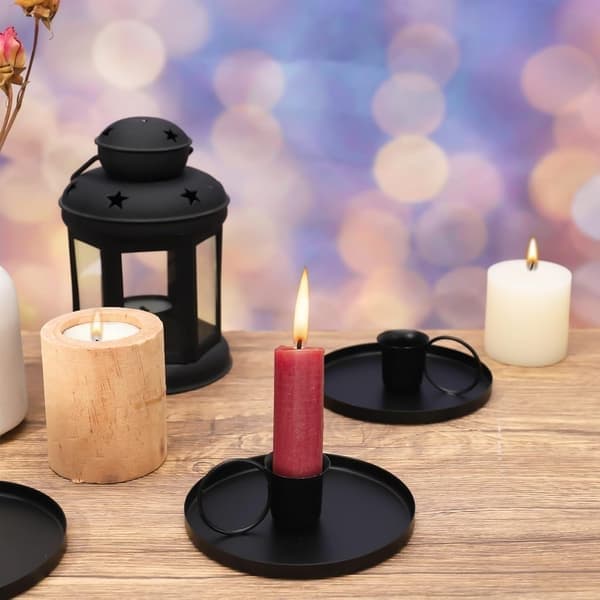 2 stk. lysestaker i jern - Retro konisk lysestake i metall, lysestakeholder for Halloween juleborddekorasjon