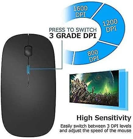 Bluetoothmus, uppladdningsbar trådlös mus för Macbook Pro/Macbook Air, trådlös Bluetooth-mus för bärbar dator/PC/Mac/iPad Pro/dator (hy)