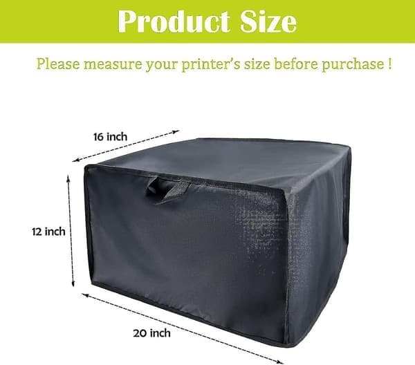 Printerstøvdække til HP/Epson/Canon/Brother trådløse printere, 50x40x30 cm Universal Printer Case, 600D Vandtæt Sort Printerdække
