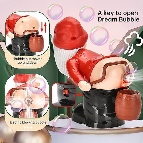 Jul Rolig Tomte Elektrisk Bubbelblåsmaskin Läckagesäker Maskin Bubbla