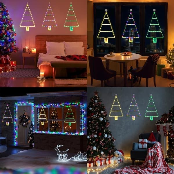Batteridrevne julelys - 93 cm LED-stige julelys, 8 lysmoduser, stige juletrebelysning til juledekorasjoner Green