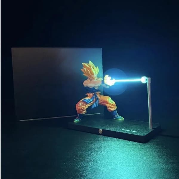 Nye julelys Super Saiyan natlys, LED-bølgeeffekt, magnetisk displaystander blå De bedste gaver til børn denne jul