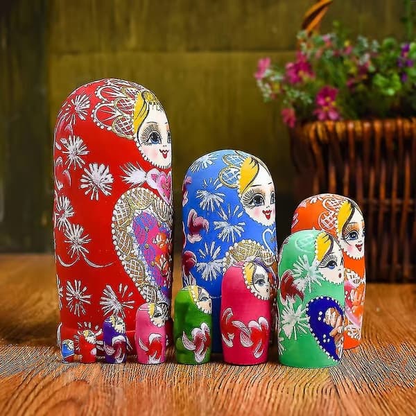 10 Lager/Set Matryoshka Trä Rysk Docka Skrivbordsdekor Barn Julklappar