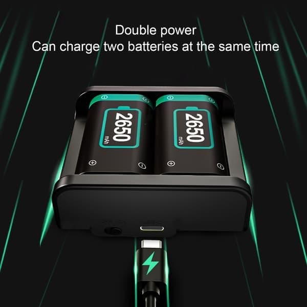 Oppladbare batteripakker for Xbox Series X/S 2650mAh hurtiglading LED-indikator kontrollerbatteri