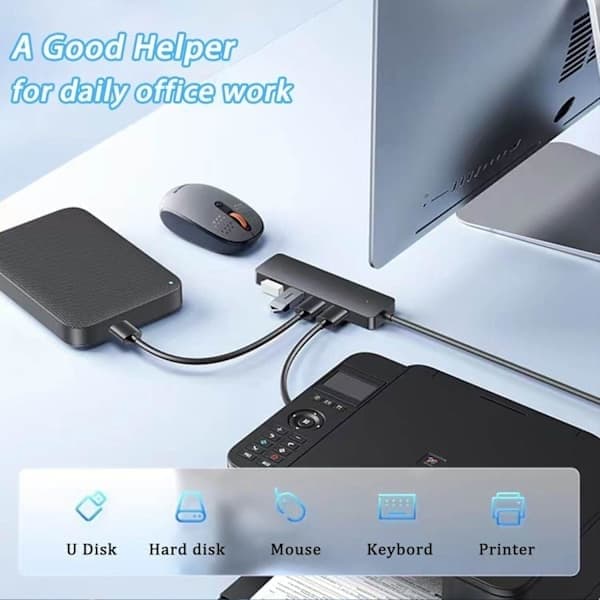 USB 3.0-hub, 4-portars splitterförlängare för bärbar dator, Xbox, USB-minne, hårddisk, skrivare, kamera