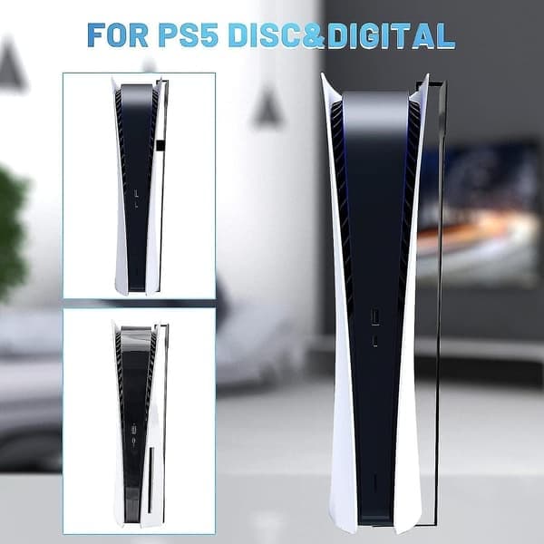 Auniq PS5 Väggfäste, Väggfäste för Playstation 5 Disc och Digital Edition Robust Stålvaggfäste med Kontrollhållare & Hörlurshållare
