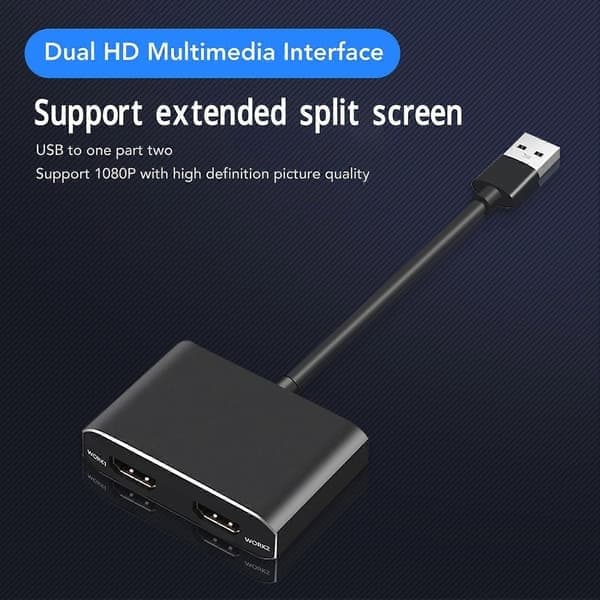 USB 3.0 til dobbelt HDMI-adapter til 2 skærme med 1080P udvidet skærm