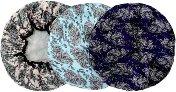 3-pakning dobbeltlags dusjhette vanntett elastisk badehette for kvinner dusj spa salong Multicolor