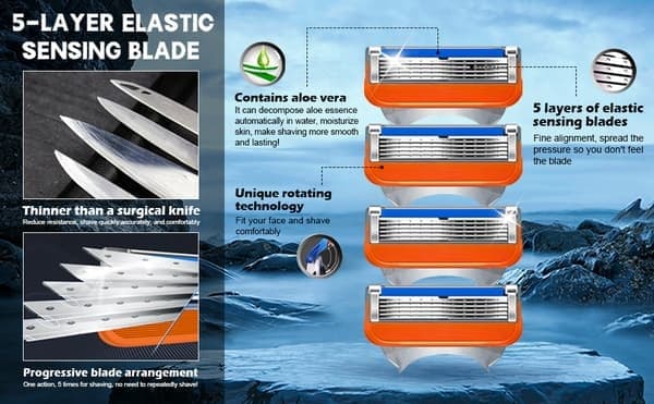 24 st Rakblad Rakbladsrefiller för Fusion 5, Rakblad för män - Orange Ny Version