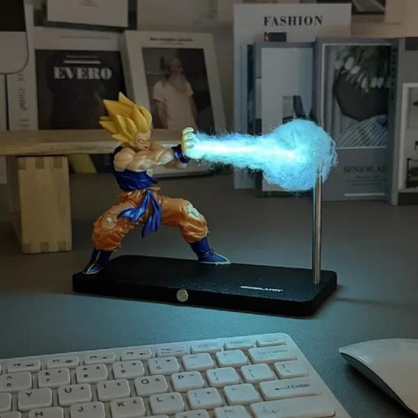 Nye julelys Super Saiyan nattlys, LED-bølgeeffekt, magnetisk displaystativ blå De beste gavene til barn denne julen