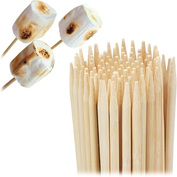 2-pakning bambusspyd – 100 stk per pakke, 35 cm lange – for grilling og marshmallows.