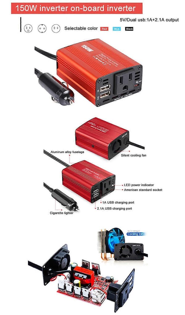 Bilstrømomformer 12V til 220V cigarettænderstik 230V spændingsomformer USB universalstik biltilbehør C1