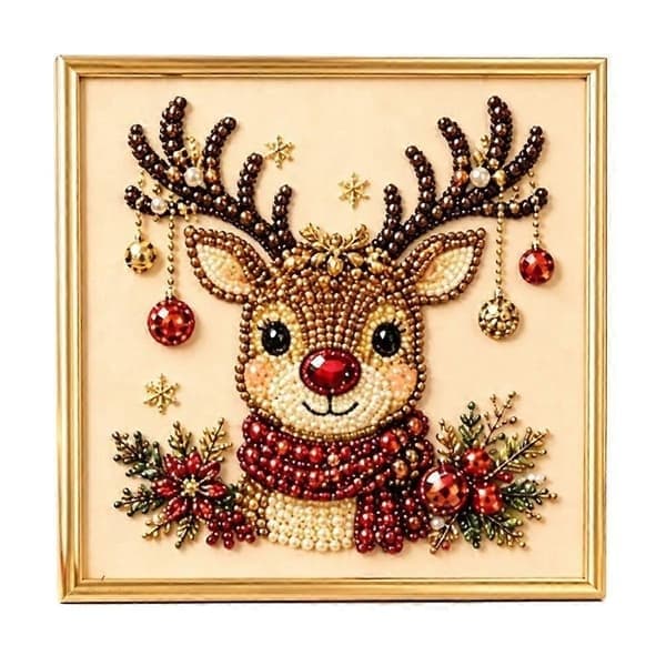 DIY Julpärla Diamantmålning Konstkit med Ram 20*20cm