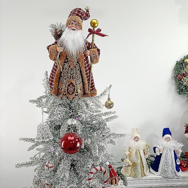 32 cm realistisk julenissefigur LED-lysdekorasjon julepynt plysjdukke