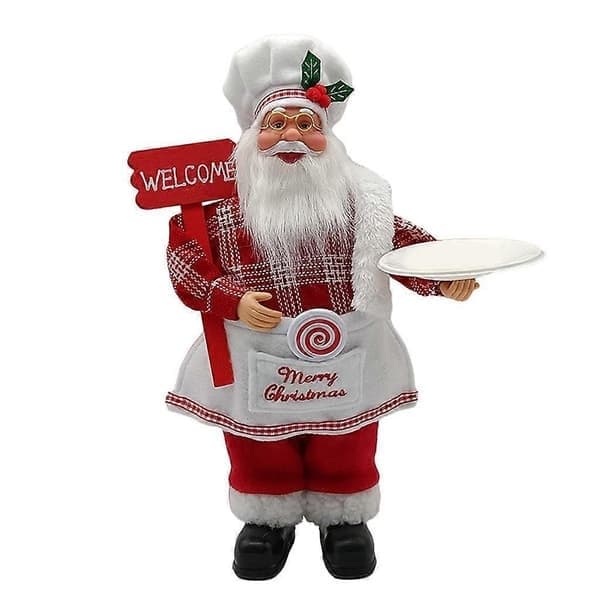12' Kock Tomtefigurer God Jul Figurdekorationer Skrivbordsprydnader Jultomte för Dockbord Dekor Samlarobjekt Statyer