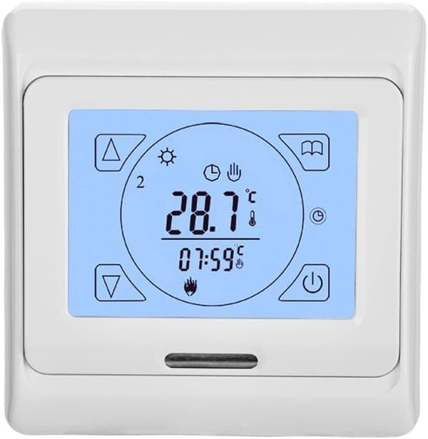 Digital Programmerbar Elektrisk Gulvvarme Termostat med Berøringsskjerm, Luft- og Gulvsensor