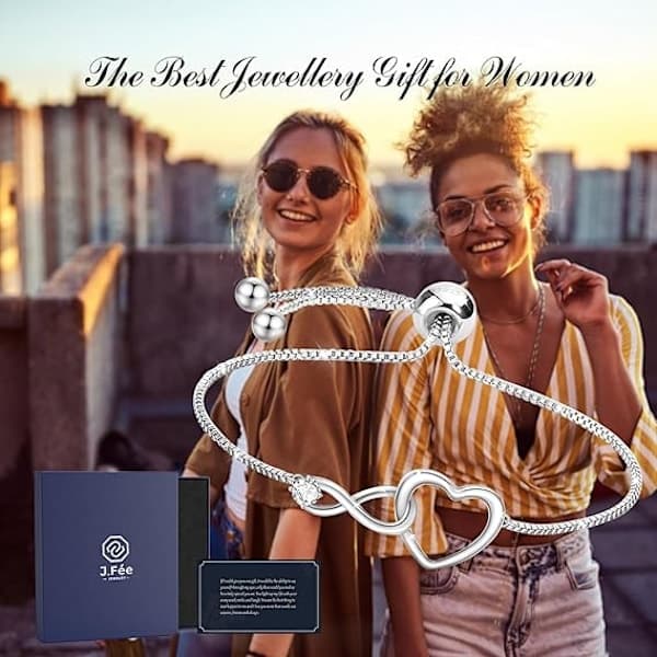 Infinityarmbånd for kvinner, sølvarmbånd for kvinner Infinityarmbånd sølvsmykker for kvinner, justerbart sølvarmbånd for damer