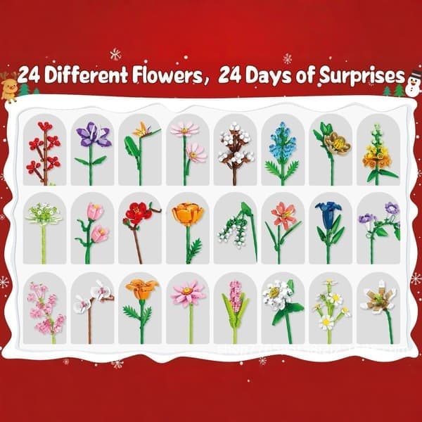 Blomsterbuket Byggeklodser Julekalender, Jul 24 Dage Daisy Overraskelsesæske
