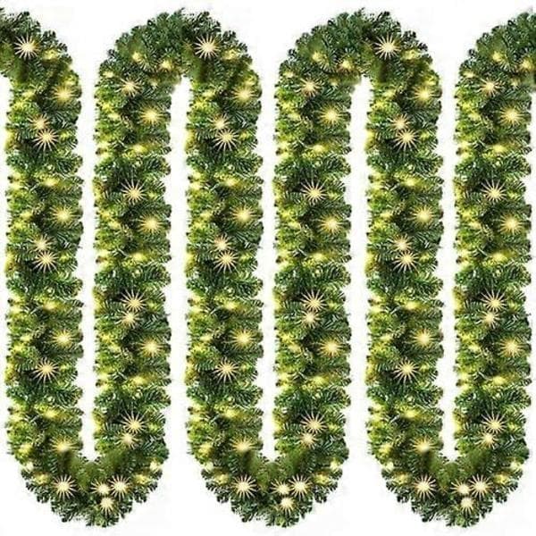 Julegirlander med belysning 5m 100 LED-lys opplyst innendørs utendørs grønn juledekorasjon julepynt varmhvit