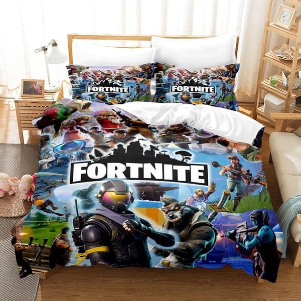 Tecknad Barnlek Fästning Natt Påslakan Sängkläder 3D Digitaltryck Tre-delat 135*200