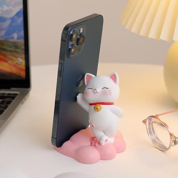 Lucky Cat Mobiltelefonholder Skrivebordsdekorasjon Harpiksstativ