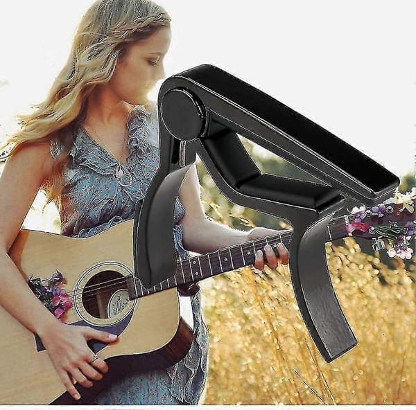 Capo, gitarcapo, med 5-pakning plekter, gitarcapoer, for akustisk gitar, elektrisk gitar