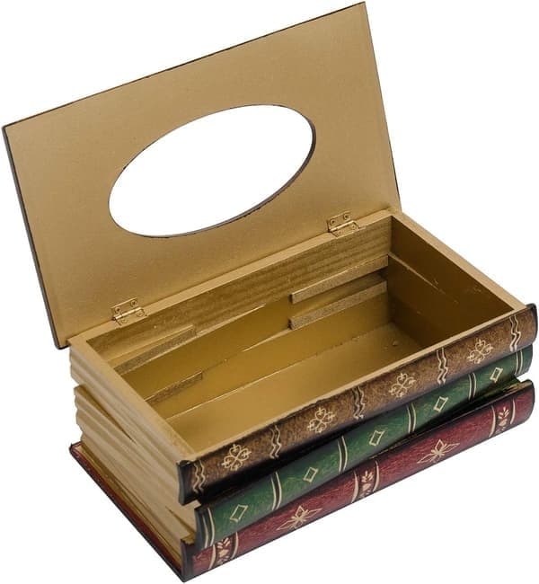 Håndlaget Klassisk Retro Tre Antikk Bok Serviettholder Rektangulær Papirholder Etui Serviettboks Hjemmeinnredning