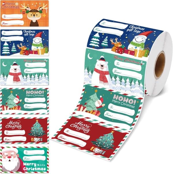 500 st. Julklappsetiketter - Presentetiketter för julklappar - Julklappar för kvinnor män barn - Julpapper - Jul