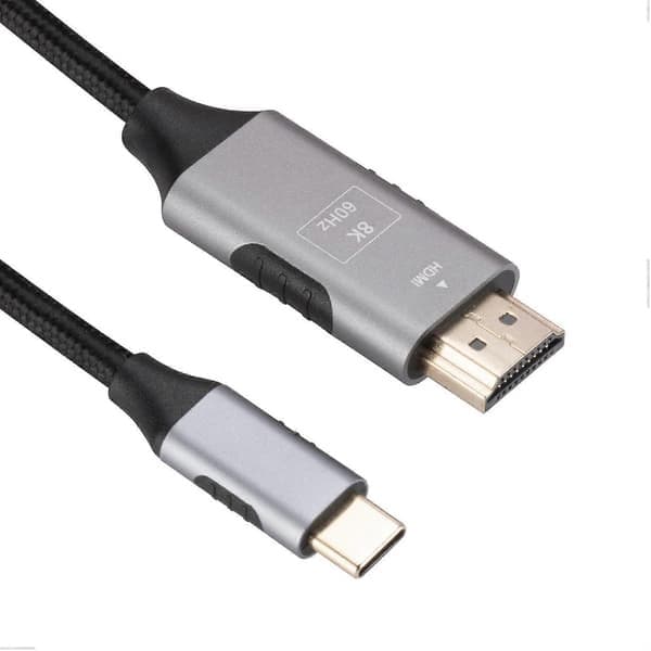 1,8 m Type-C han til HDMI han kabel 8K 60HZ UHD videoadapter flettet ledning