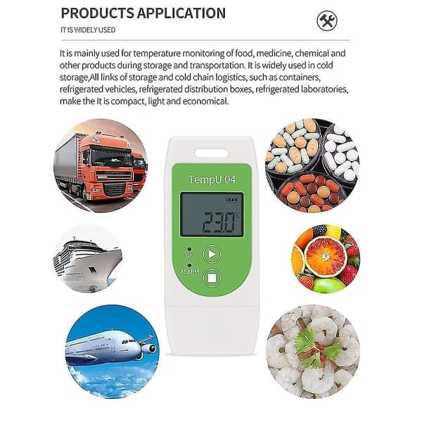USB temperaturdatalogger gjenbrukbar temperaturopptaker Tempu 04 PDF-rapport temperaturopptak i