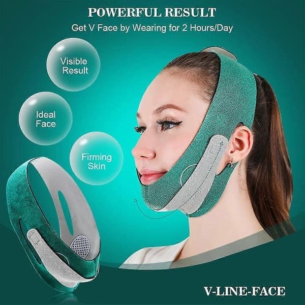 Ansiktsslankende stropp V-linje maske 2 stk kvinner eliminerer dobbelthake reduserer slapp hud