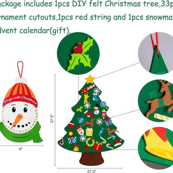 Gör-det-själv-filtjulgransset plus snögubbe-adventskalender