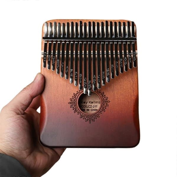 Kalimba Tommelfingerklaver 21 Tangenter Træ Begynderinstrument med Klar Lyd og Indgraverede Noder
