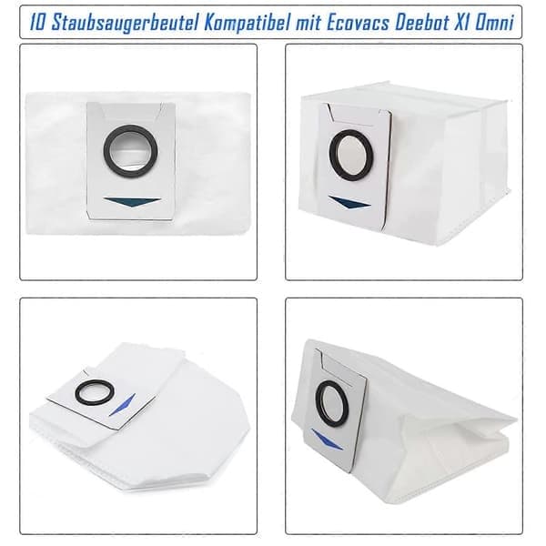 10-pak støvsugerposer til Ecovacs Deebot X1 Omni sugestation til Ecovacs Deebot X1 Omni, reservedele til