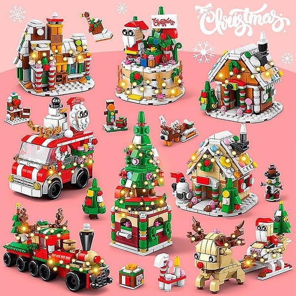 Jultomtens byggklossar julgransfest present barnpussel montera presenter 24 dagar julkalender