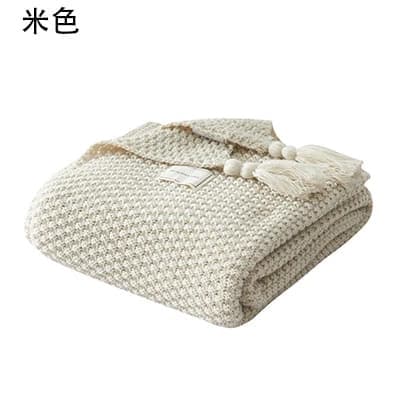 Garn Tæppe Plaid Beige Grå Kaffe Plaid til Vinter Varm Jul Seng Sofa Strikket Tæppe manta sofa dekorativ Beige 110x150cm
