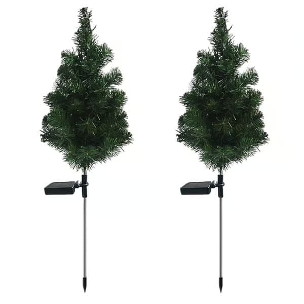 2x Solcelledrevne juletræslys til have, terrasse og dekoration