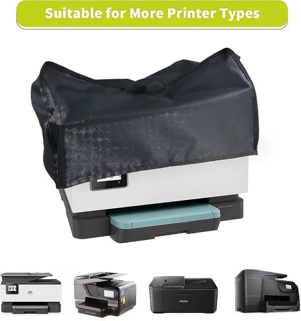 Printerstøvdække til HP/Epson/Canon/Brother trådløse printere, 50x40x30 cm Universal Printer Case, 600D Vandtæt Sort Printerdække