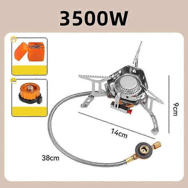 Moose Rocket Stove, Bærbar Udendørs Dobbeltlags Vindtæt Tre-Brænder Komfur 6800W with adapter