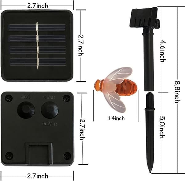 Solar lyskæde 20LED Vandtæt Udendørs Simulation Bi Dekoration til Have Julepynt Varm Hvid