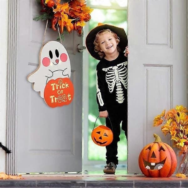Halloween Dørskilt Lysende Spøkelsesdørdekor Halloweenpynt
