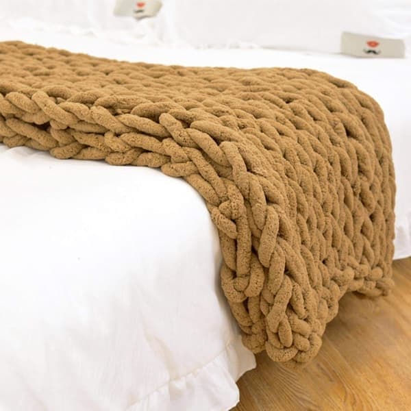 Uldgarn DIY Chenille Garn Super Tykt, 2 cm Garn, til Hækling og Strikning af Tæpper, Halstørklæde, Hue Khaki