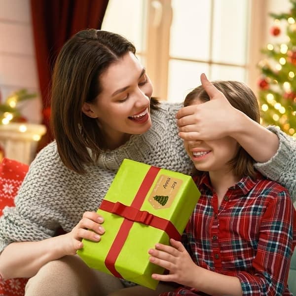 Gavemerker, selvklebende God Jul navnelapper egnet for gavemerker i esker, poser, konvolutter (200 stk)