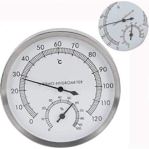 Bastu termometer, 2-i-1 rostfritt stål bastu Bastutillbehör Termometer Hygrometer Termo-hygro