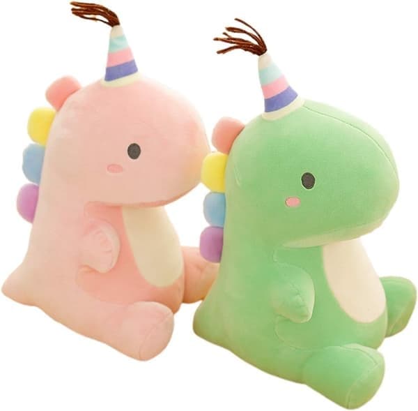 Dinosaur Plysjdukke Søte Kosedyr for Barn, Dyreplysjleketøyputer, Perfekt Gave til Barn og Voksne (rosa, 23cm)