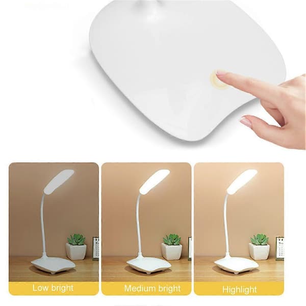 LED-bordlampe USB-drevet bordlampe Touch-dæmpning bærbar lampe White