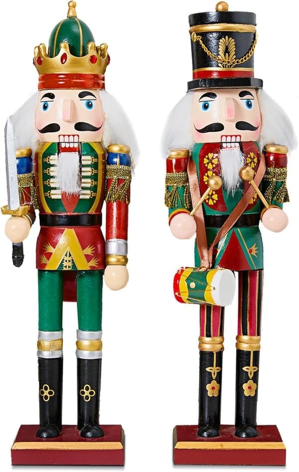 2-pak jule-julenøddeknækker 30 cm træ-nøddeknækker julepynt til komfur - (grøn)