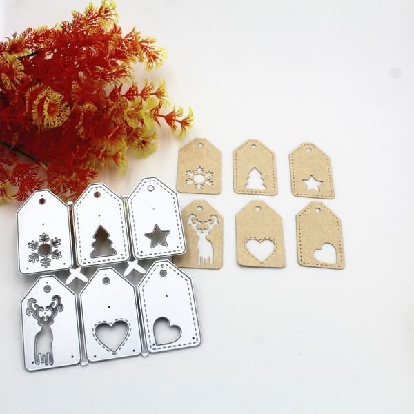 Julklappsetikett Metallskärningsformar Scrapbooking Stencil Stansar Kort Prägling